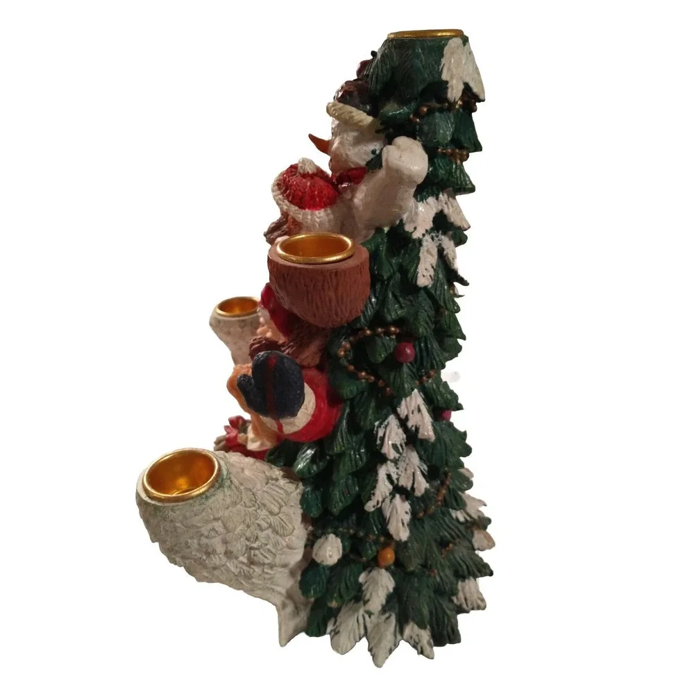 Vintage Christmas Candelabra 5 Tier Resin Santa Snowman Angel Candle Holder 9.5